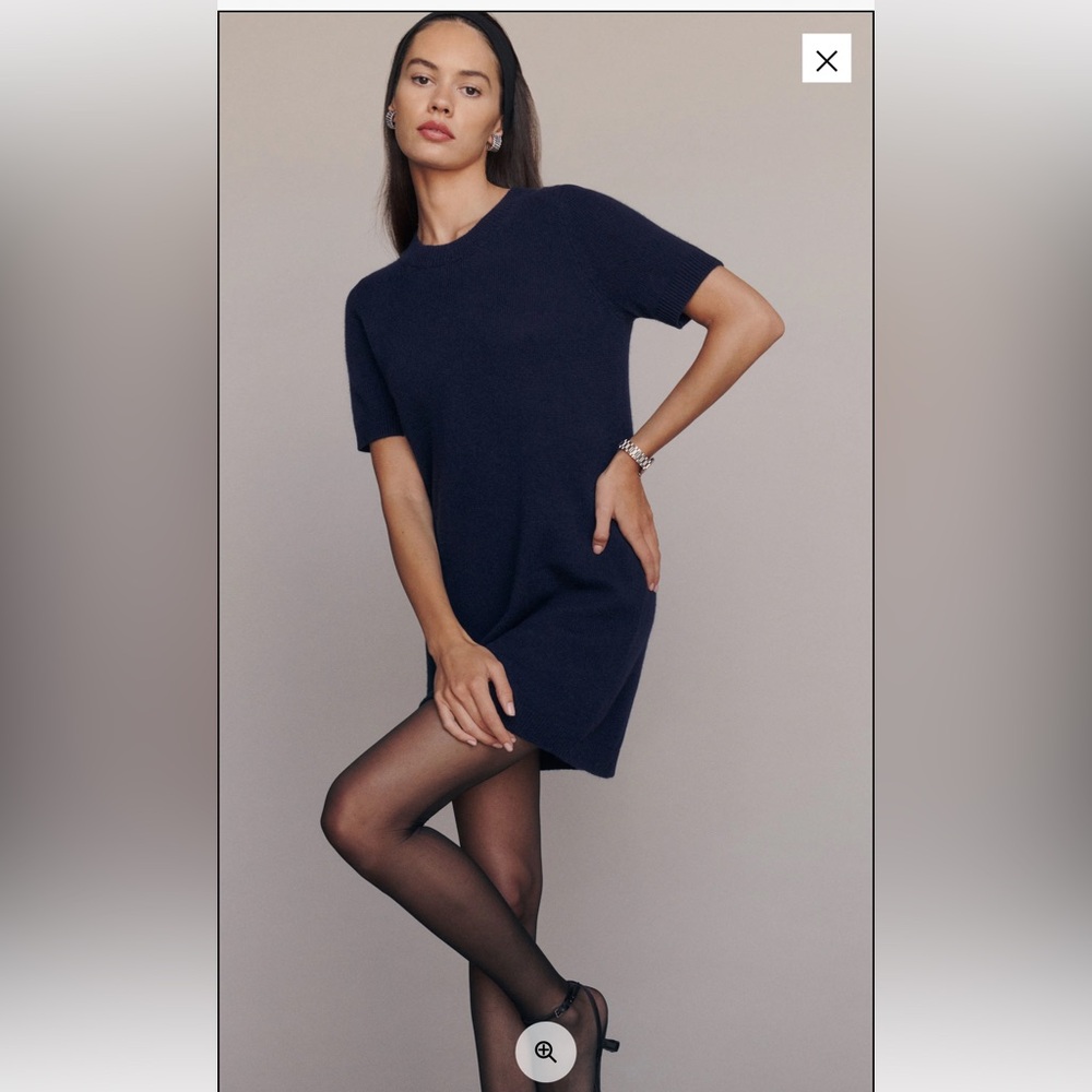 NWOT Reformation Bell Cashmere Mini Dress Navy - Size S